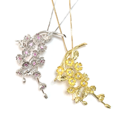 枝垂れ桜のペンダントネックレス