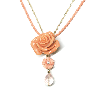 バラ珊瑚のピンクネックレス