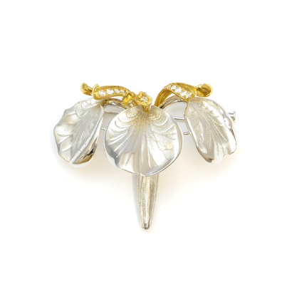 檜扇菖蒲のブローチ