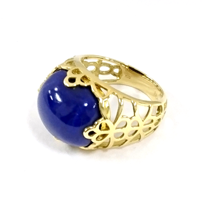 透かしデザインに藍色が印象的なぽってりリング