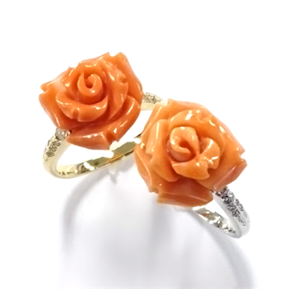 バラ珊瑚のシンプルリング