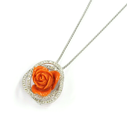 バラ珊瑚のゴージャスペンダント