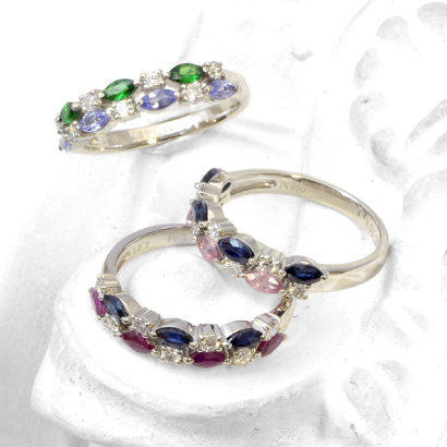 カラーコンビネーションの一文字リング