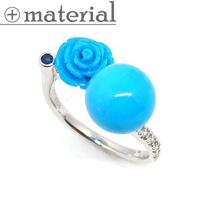 丸珠とバラのダブルトルコ石のフォークリング