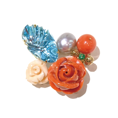 マルチストーンの組み合わせブローチ