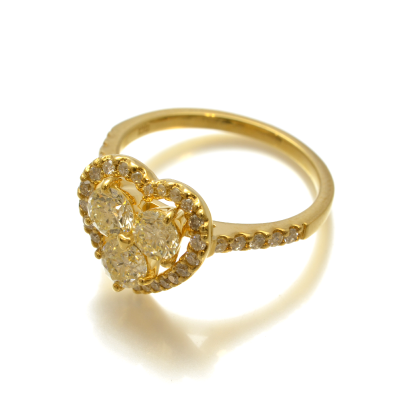 三石のダイヤで作る大人のハートリング