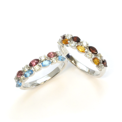 カラーコントラストを楽しむ一文字リング