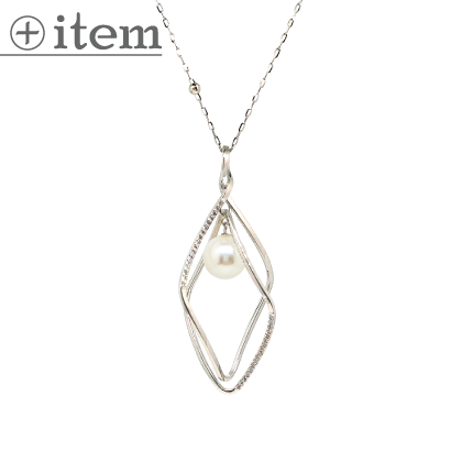 捻りの菱形がゆらめくパールペンダント